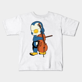 Comic penguin playing cello Kids T-Shirt